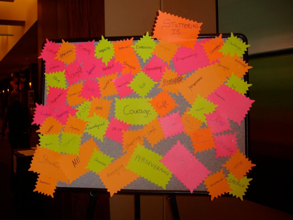 "Stuttering is" board with post-its