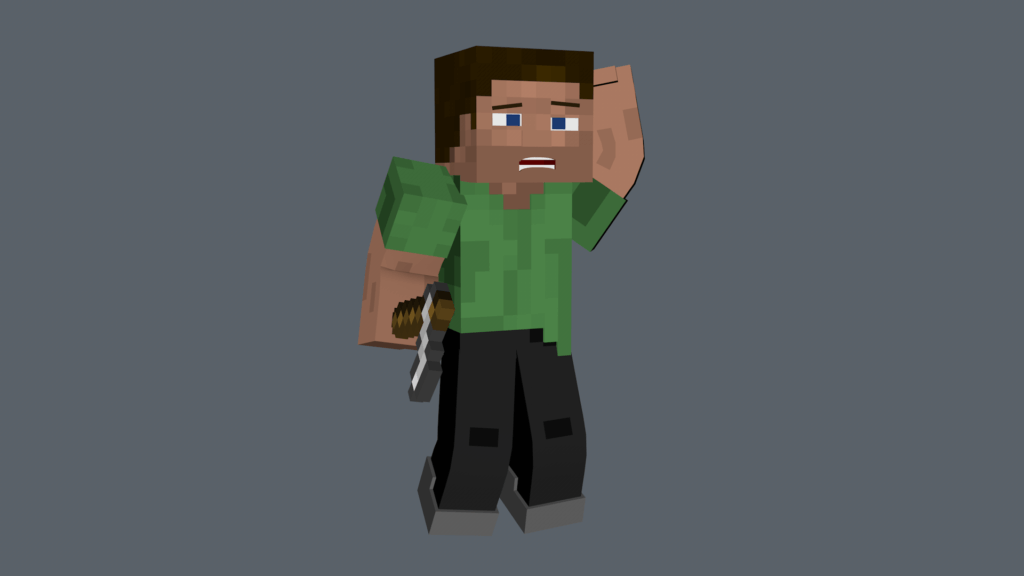 Steve looking confused from the video game Minecraft