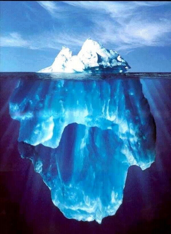 Large iceberg, above and underwater