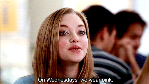 "On Wednesdays, we wear pink" animated gif from the film Mean Girls