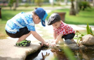 Boys playing in water